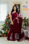 Woman wearing maroon handcrafted cotton batik saree – Reyona ethnic wear