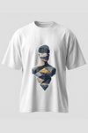 Front view of REYONA Abstract Stone Art oversized unisex graphic T-shirt in white featuring a modern abstract sculpture design.