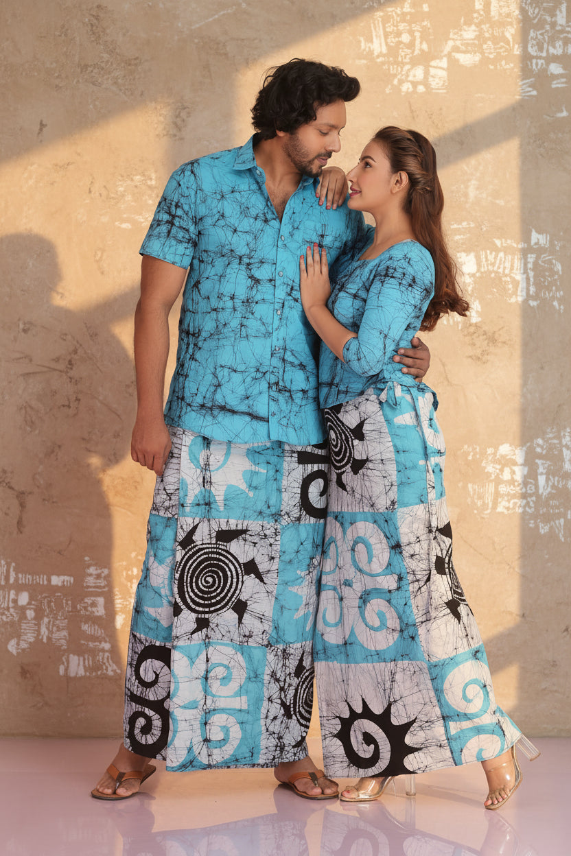 Unisex handcrafted blue batik sarong for everyday wear