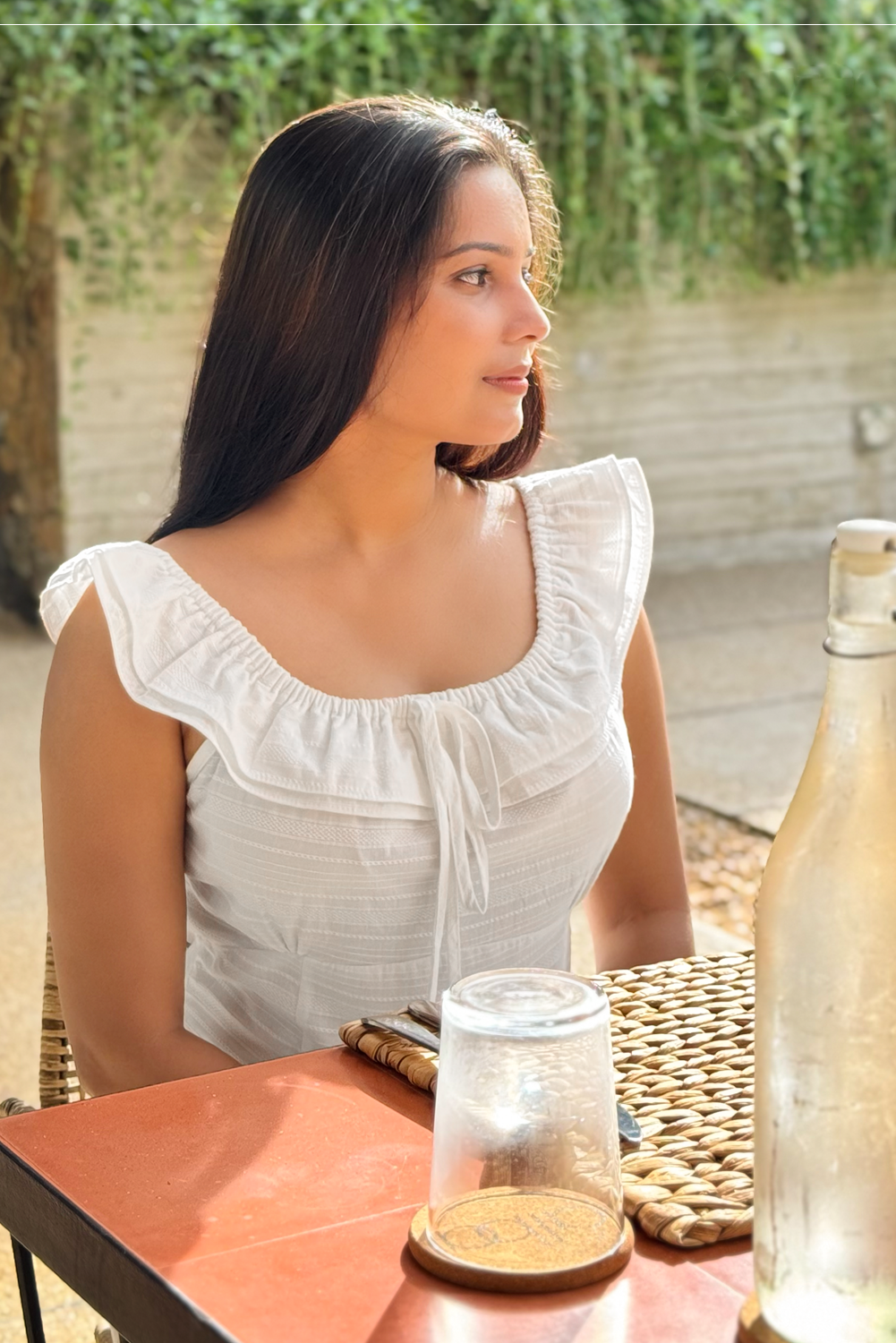 Elise white off-shoulder ruffle midi dress RE-0141