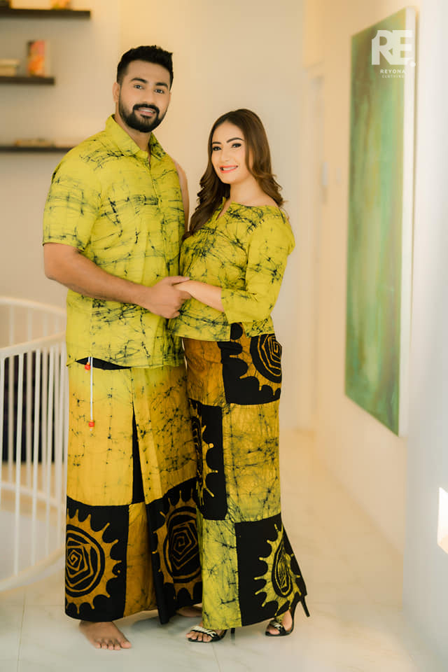 Handcrafted yellow batik sarong unisex cotton lungi