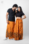 Orange printed batik sarong unisex cotton lungi