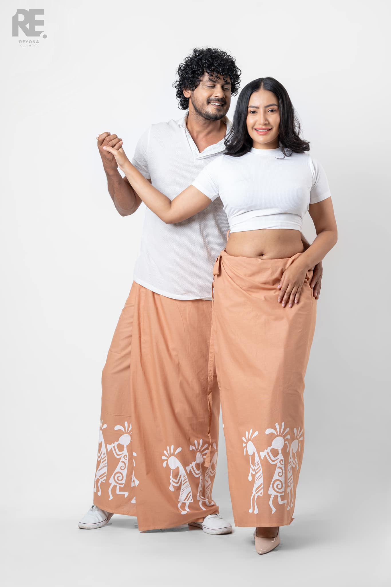 Soft peach printed batik sarong unisex cotton lungi