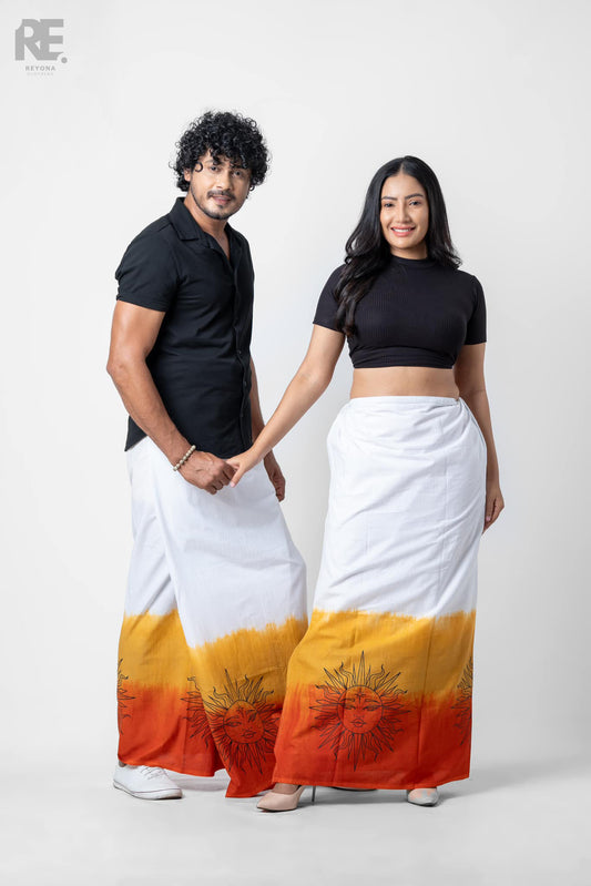 Sun inspired printed batik sarong unisex cotton lungi