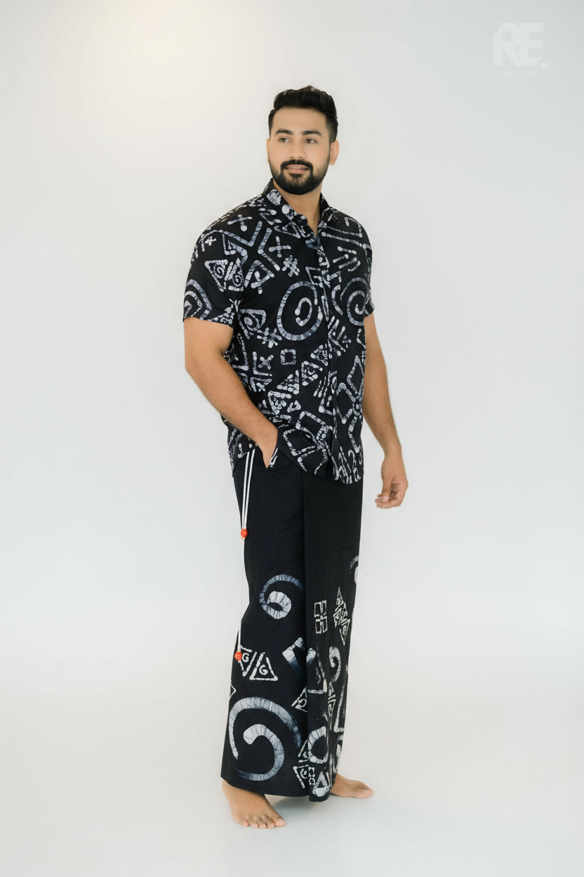 Unisex handcrafted black batik sarong for everyday wear