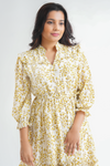 Shelly mini dress beige floral long sleeve front view