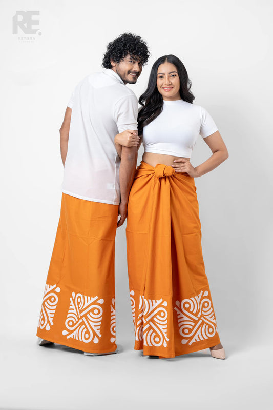Unisex orange batik sarong suitable for beach wear