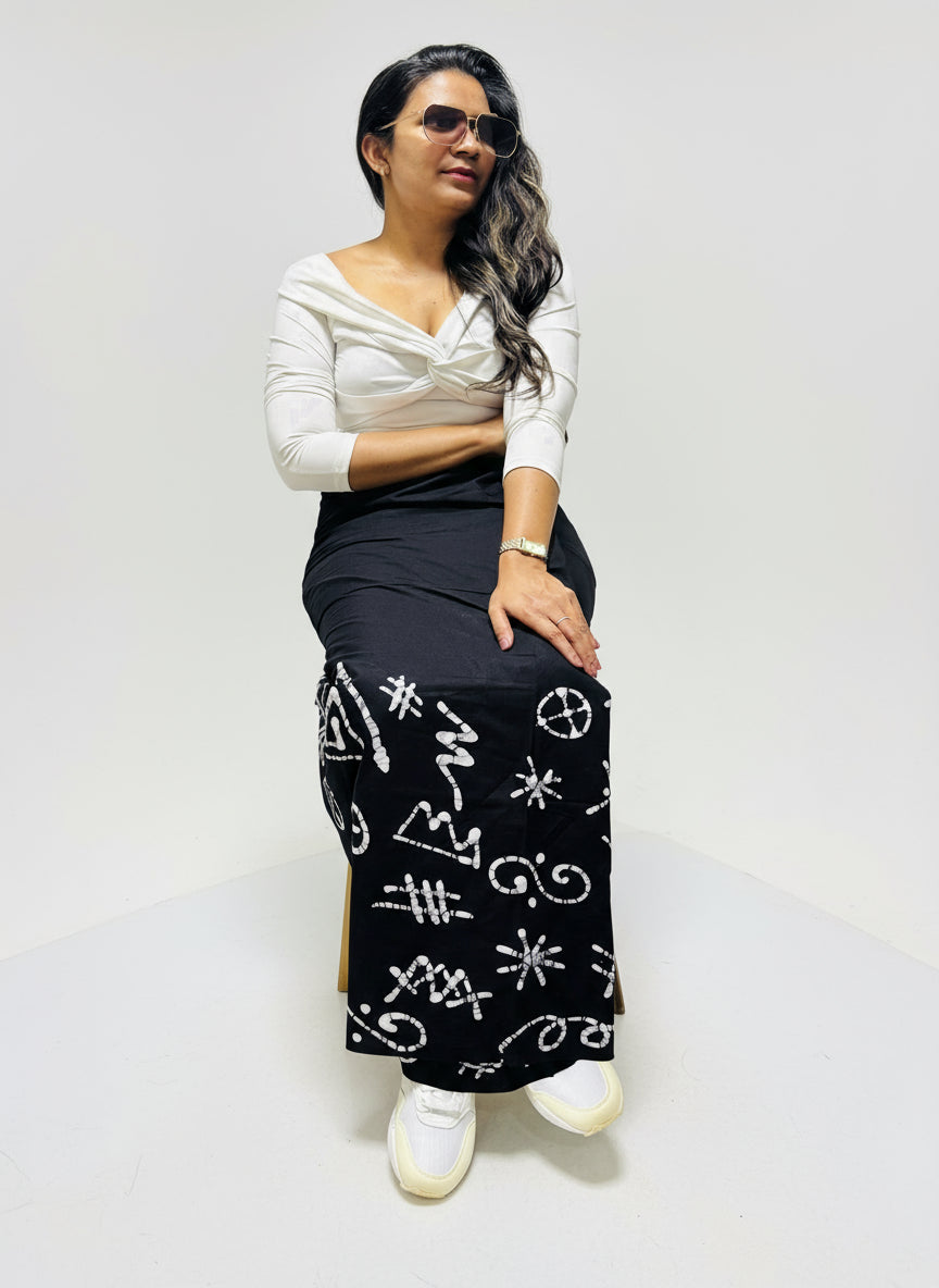 Traditional black batik lungi for women