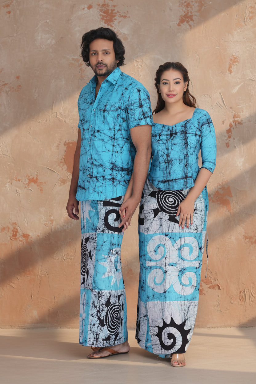Traditional blue batik sarong lungi for men and women