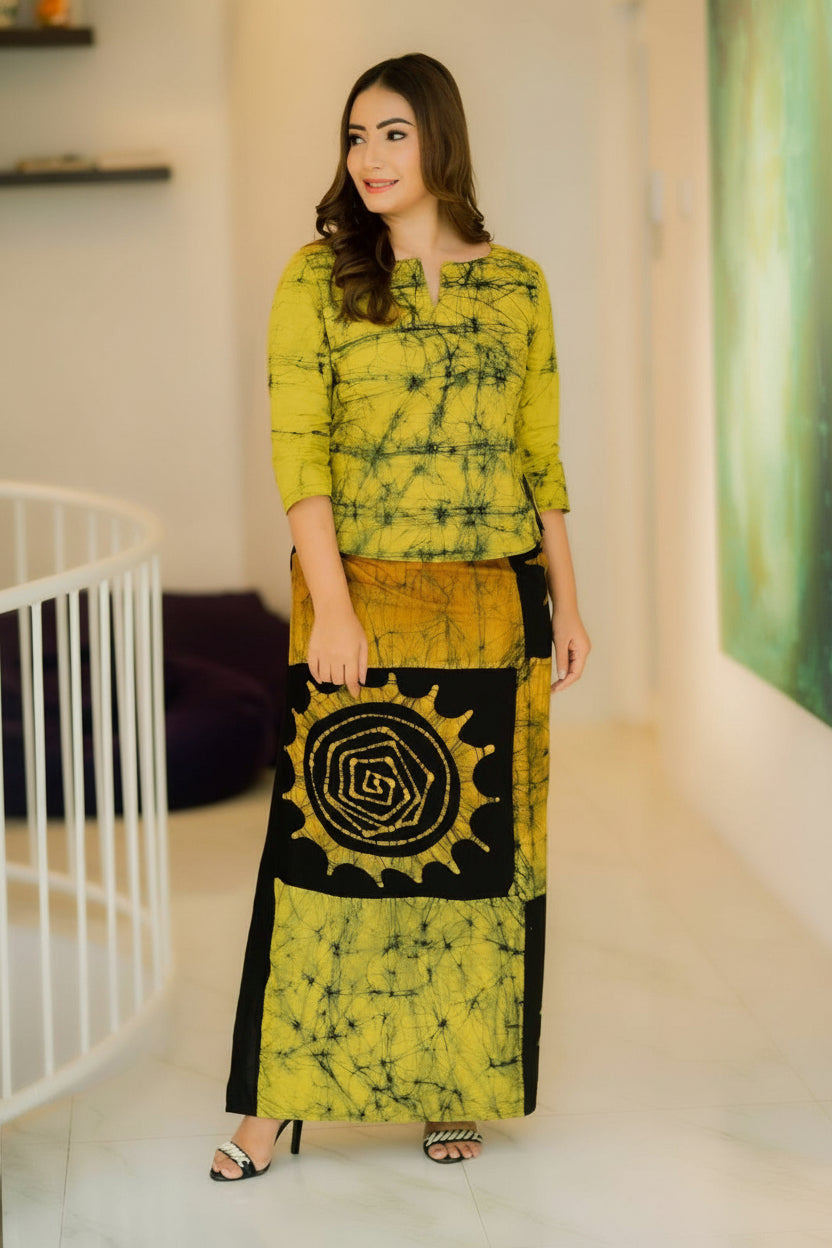 Unisex handcrafted yellow batik sarong for everyday wear